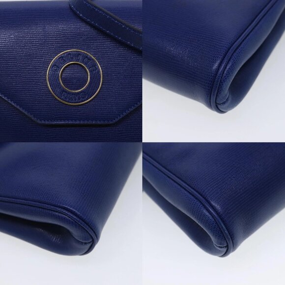 CELINE Shoulder Bag Leather Blue Gold Auth 94799V - Picture 15 of 15